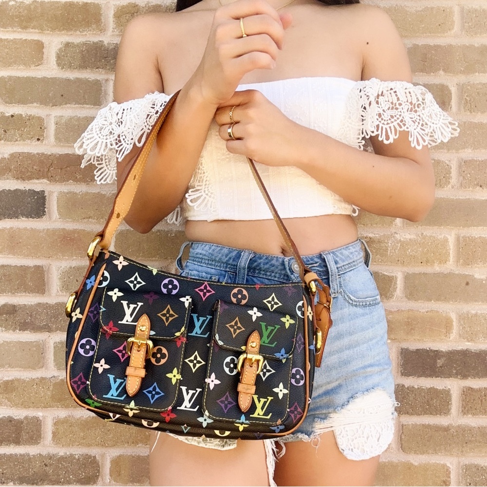 Authentic💕 Louis Vuitton PM shoulder bag black noir multicolor - Picture 2 of 14